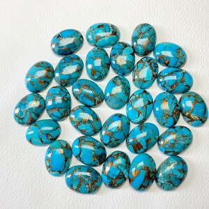 Copper Turquoise 6x8 Oval Cabochon Loose Gemstone Copper Matrix Turquoise Cabochon Loose stone For Fine Jewelry Making Turquoise Cabs