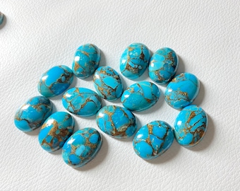 Blue Copper Turquoise Cabochon: Oval Loose Gemstone (18X13)