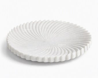 Handgjord bricka i vit marmor, rund sminkbord och smyckeförvaring, 28 cm
