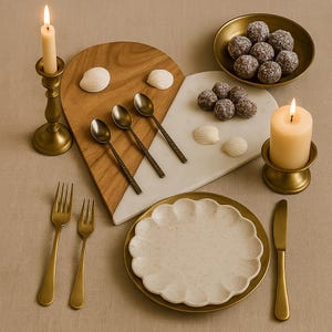 Modern Marble and Wood Charcuterie Board – Elegant Serving Platter, Cheese Board, Housewarming Gift, Kitchen Decor, Wedding Gift