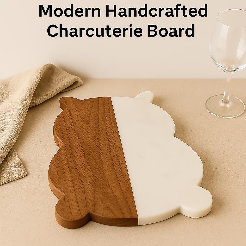 Modern Marble Wood Charcuterie Board