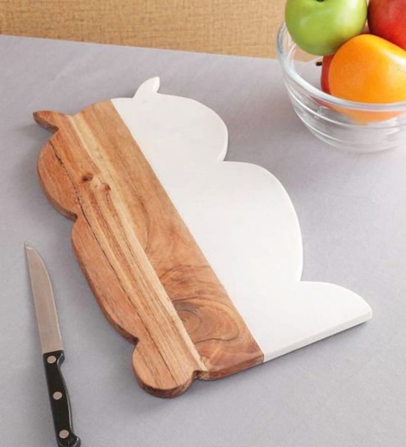 Cheese Board Marble & Wood Serving Board Bold Design Charcuterie Meal Prep Housewarming Gift At Home Chef Gifts for Him Bird