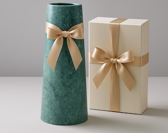 White Marble Vase for Home Decor – Modern Minimalist Flower Holder – Elegant Marble Accent for Living Room, Table Centerpiece, Gift for Her