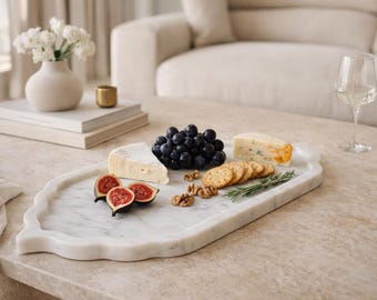 White Marble Vanity Tray | Handmade Jewelry Organizer | Luxury Charcuterie Board