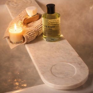 Badkarsbricka i vit marmor, badkarshylla i 76 cm, lyxig spa-badkarshylla, badkarsbricka i natursten, badrumsinredning
