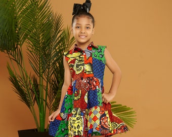 Robe à imprimé africain pour filles, robe chemise à imprimé wax Ankara