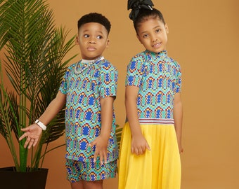 African Print Organic Cotton Tshirt Set for Boys