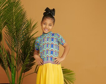 African Print Cotton Jersey Skater Dress for Little Girl birthday and occasion