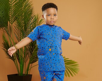 African Print Boys Tshirt and shorts set Star Print