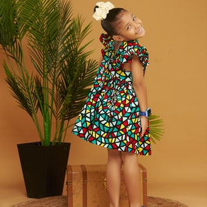 African Print Little Girl Multicoloured Dress for Birthday and special Occasions image 2