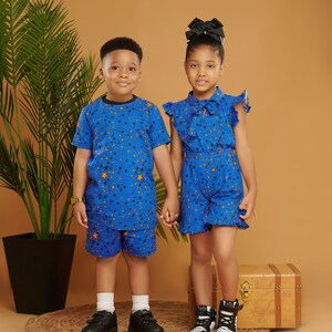 African Print Boys Tshirt and shorts set Star Print image 2