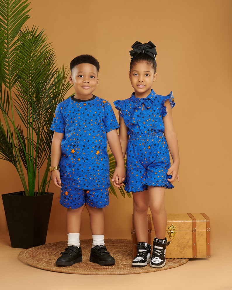 African Print Boys Tshirt and shorts set Star Print image 2