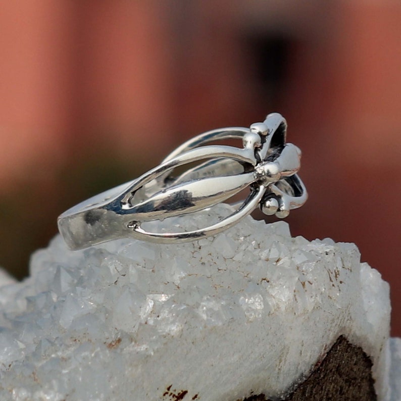 925 Silver Ethnic Ring Princess Ring Handmade Crown Ring Flower Silver Ring Women/'s Jewelry Christmas Ring Silver Ring Size 8