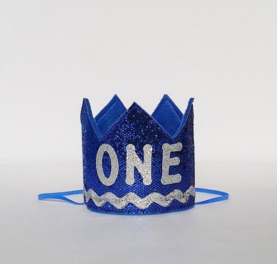 Baby Boy Royal Blue And Silver First 1st Birthday Party Crown Etsy