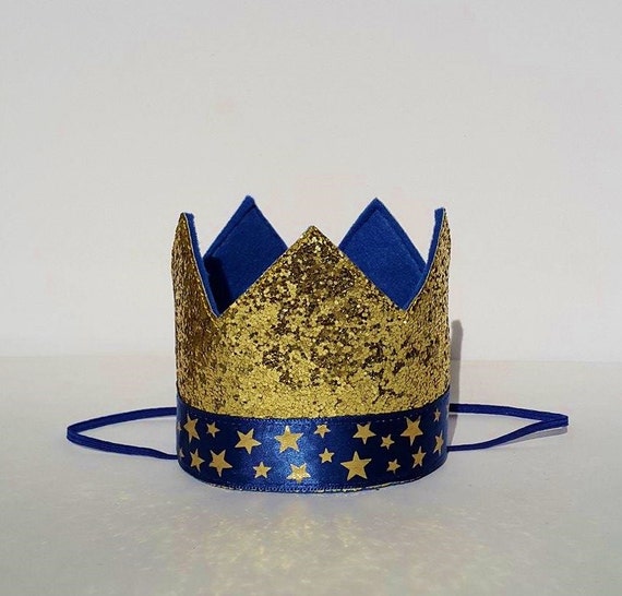Baby Boy Royal Blue And Gold Prince Theme Birthday Party Crown Etsy