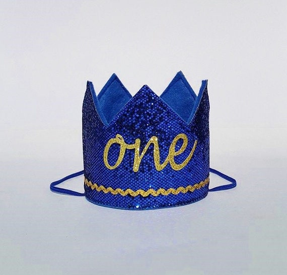 Baby Boy Royal Blue And Gold First 1st Birthday Crown For Etsy