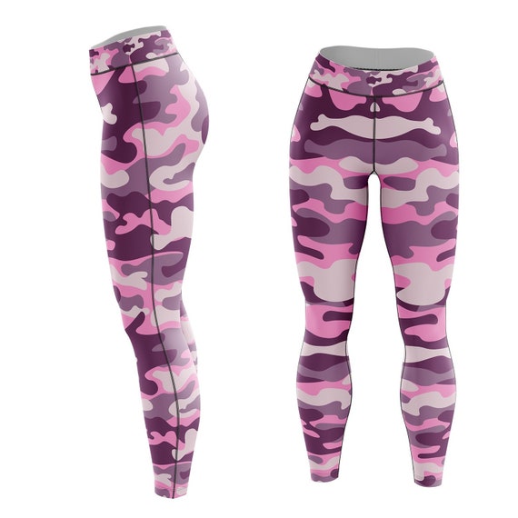 Pink And Purple Camo Leggings Camouflage Athletic Casual Etsy