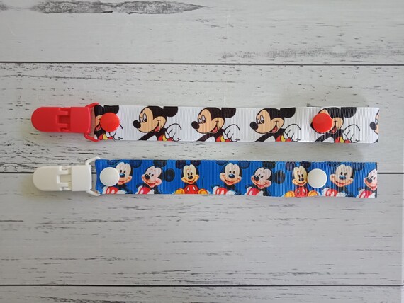 Baby Handmade dummy clips ~ Blue Disney Princess Fabric