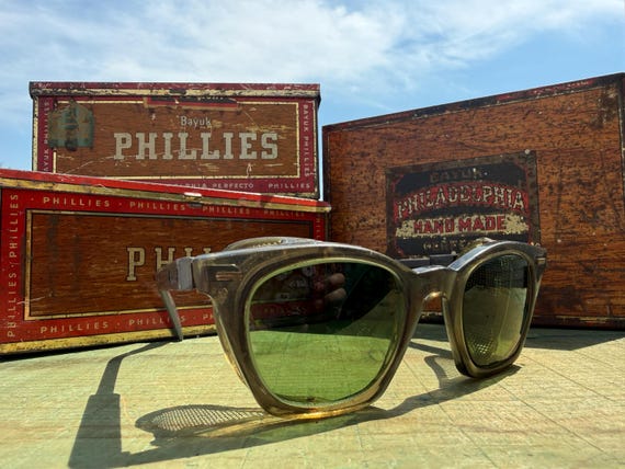 Vintage Glensite industrial safety glasses