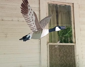 Handmade Flying Canadian Goose Mobile from Wood