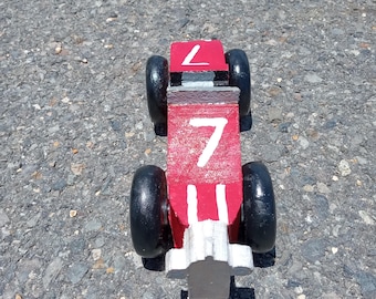 Red, Wooden, Toy Roadster, Race Car