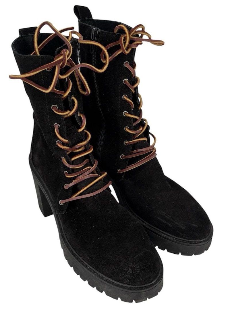 Free People Dylan Bottes mi-mollet pour femmes Taille 8,5 Bikercore en daim à talons épais image 13
