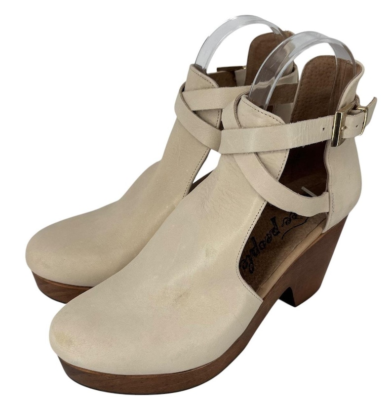 Free People Cedar Clog Blush Antique Leather Size 8.5 Boho Heels image 3