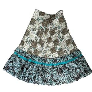 Anthropologie Raga Floral Patchwork Maxi Skirt XL Lined Tiered Ruffle Boho image 6