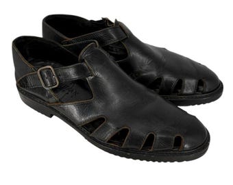 Cole Haan Mens Black Leather Fisherman Sandals Size 9.5 Cole Haan Mens Shoes Country Black Leather Fisherman Sandals  main image 4