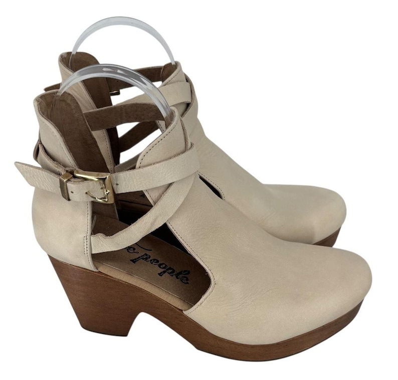 Free People Cedar Clog Blush Antique Leather Size 8.5 Boho Heels image 4