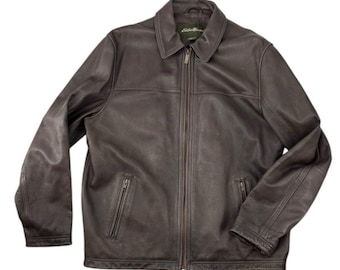 Vintage Eddie Bauer Leather Jacket L 90s Car Coat Brown Womens - Etsy