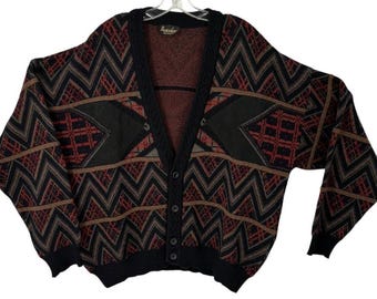 80s Sears Blue Grandpa Braggin Dragon Cardigan | L/XL 48 - 50