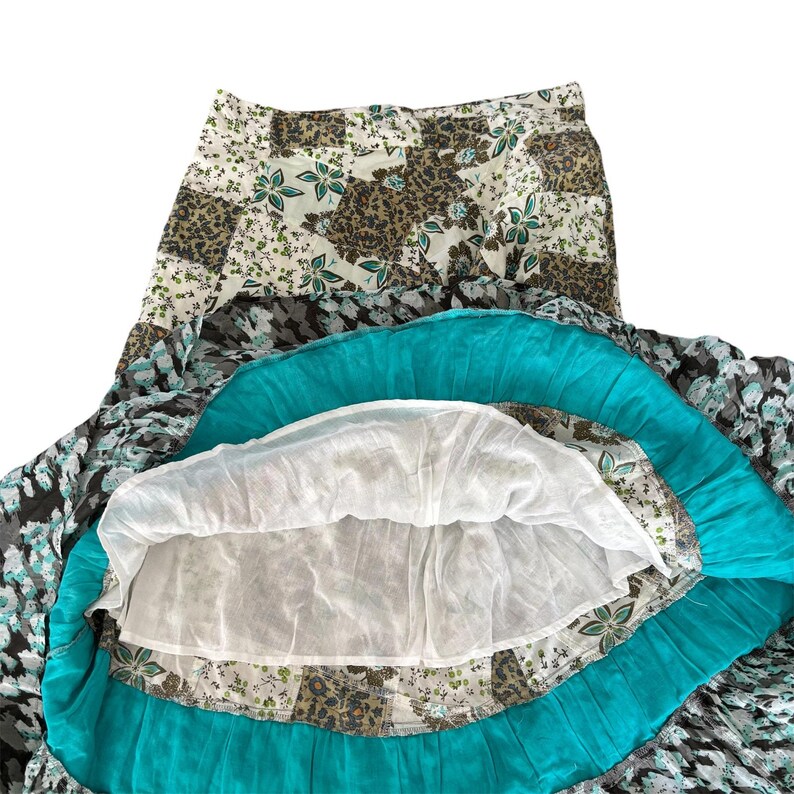 Anthropologie Raga Floral Patchwork Maxi Skirt XL Lined Tiered Ruffle Boho image 5