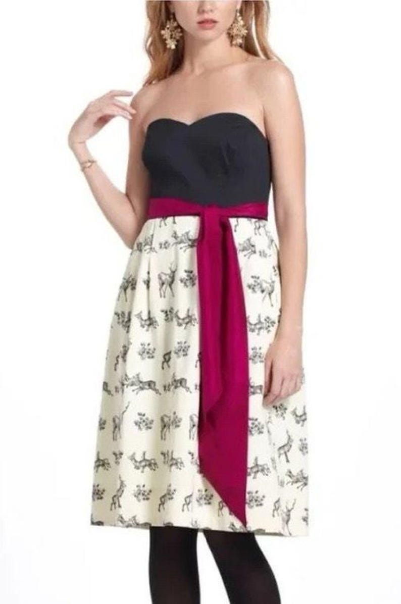 Vestido Anthropologie Conifer Herd Talla 10 Sin tirantes Fiesta de boda de verano Postmark imagen 1