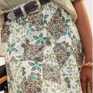 Anthropologie Raga Floral Patchwork Maxi Skirt XL Lined Tiered Ruffle Boho image 2