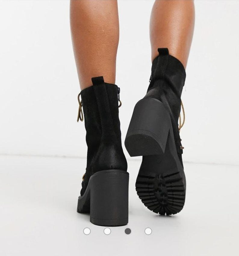 Free People Dylan Bottes mi-mollet pour femmes Taille 8,5 Bikercore en daim à talons épais image 3