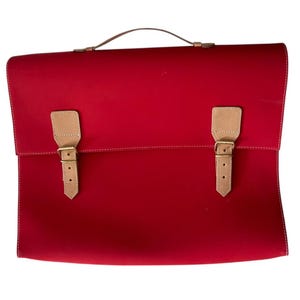 Rudi Rabitti Collections Made In Italy Leather Trim Computer Doc Travel Case Red
