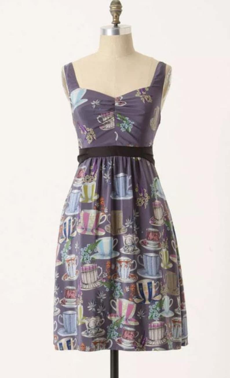 Floreat Sugar And Cream 100% Silk Dress Size 6 Anthropologie Coquette Artsy image 2