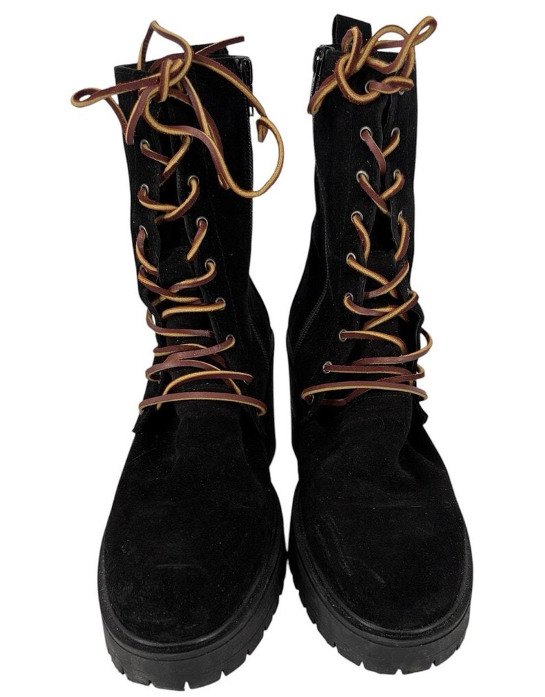 Free People Dylan Bottes mi-mollet pour femmes Taille 8,5 Bikercore en daim à talons épais image 7