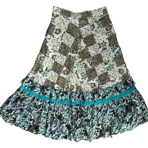 Anthropologie Raga Floral Patchwork Maxi Skirt XL Lined Tiered Ruffle Boho image 4