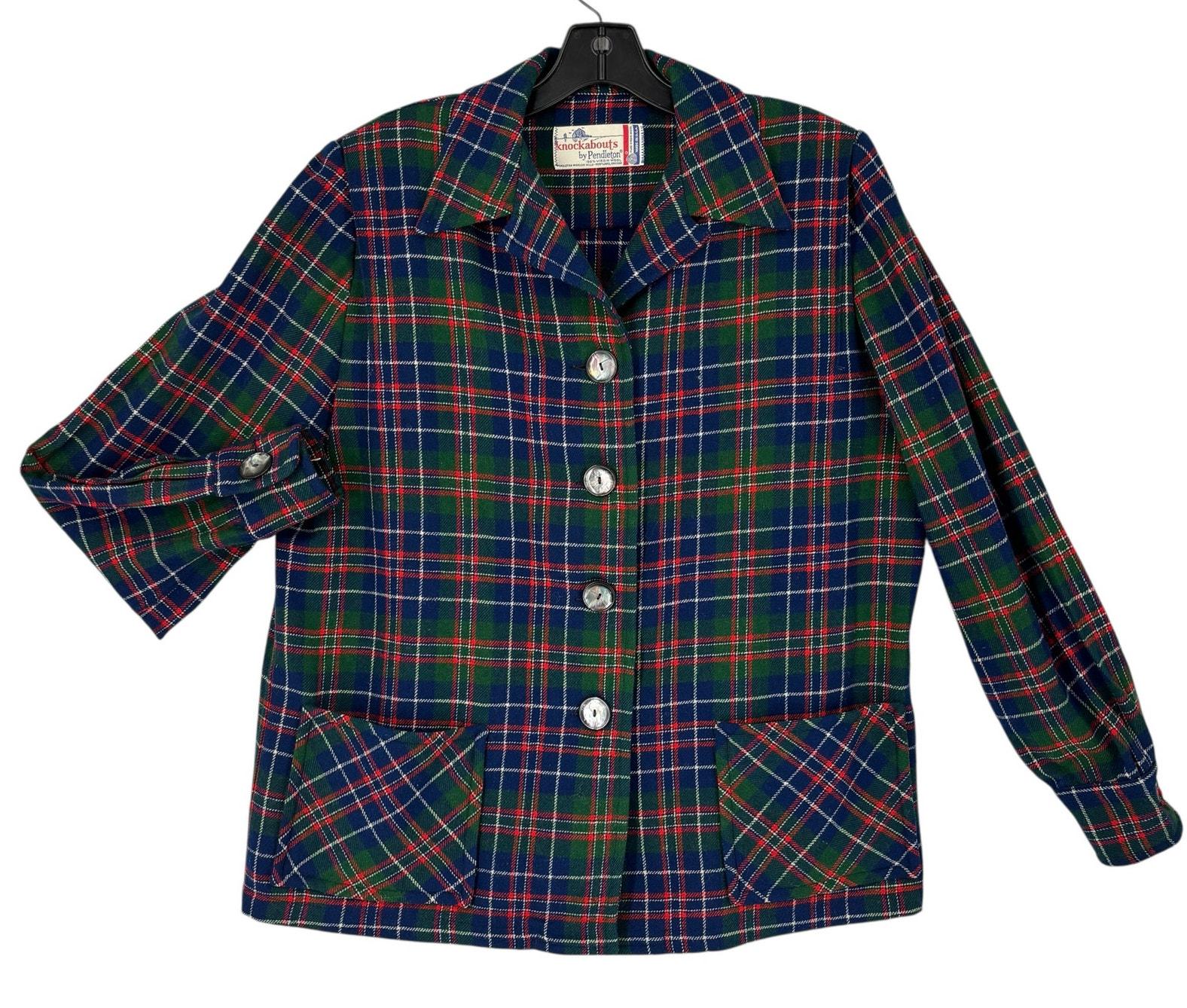 70s Pendleton wool tailored jacket USA製 Vintage 70s Pendleton Wool Jacket Top Coat Plaid Quilted