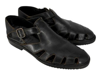 Stacy Adams Sandal Men 10.5 Fisherman Genuine Leather Woven Buckle Ankle Black Calandro Black City Sandal | Stacy Adams Sandals for Men main image 3