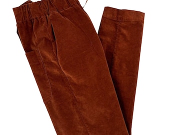 Album di Famiglia Velvet Drawstring Pants XS Sienna Pull On Italy Boho Stretch