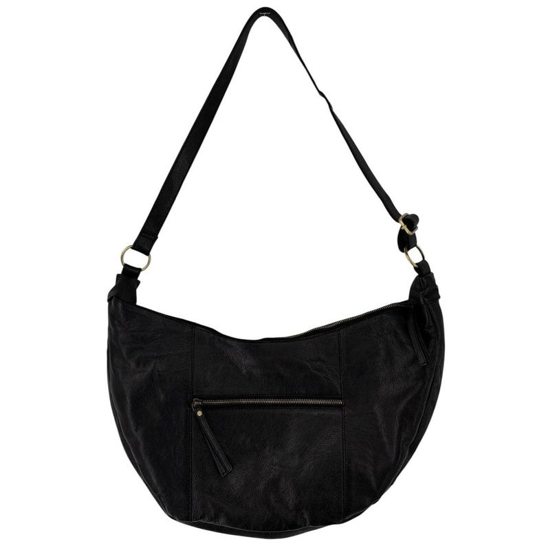 Free People West Side Studded Sling Black Leather Hobo Bag Purse Bohemian Bikercore Bild 4