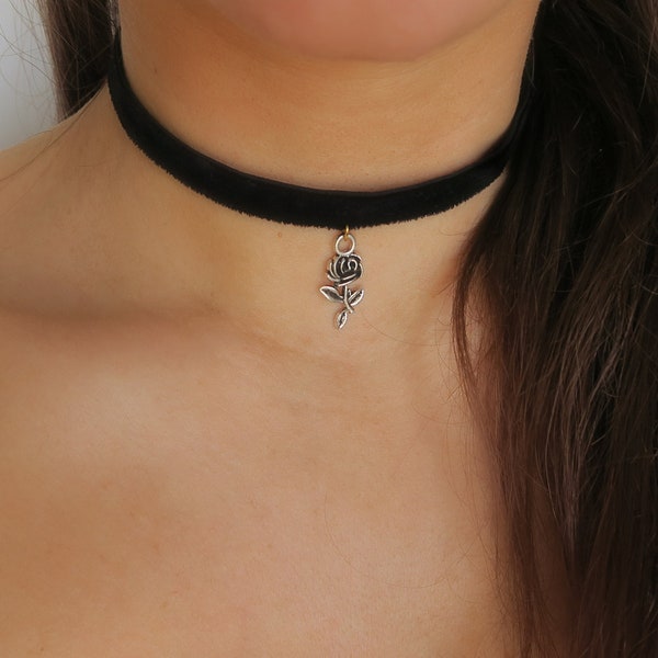 Rose Charm Choker