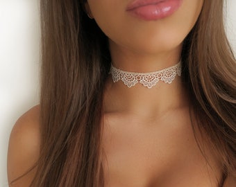 White Crochet Lace Choker