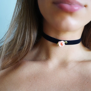 Satin Rose Choker • Ultra Comfortable Stretch Velvet