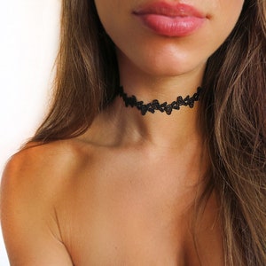 Black Flower Choker Black Rose Choker Velvet Rose Gothic Jewelry