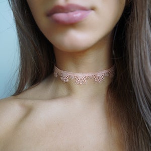 Coral Crochet Lace Choker
