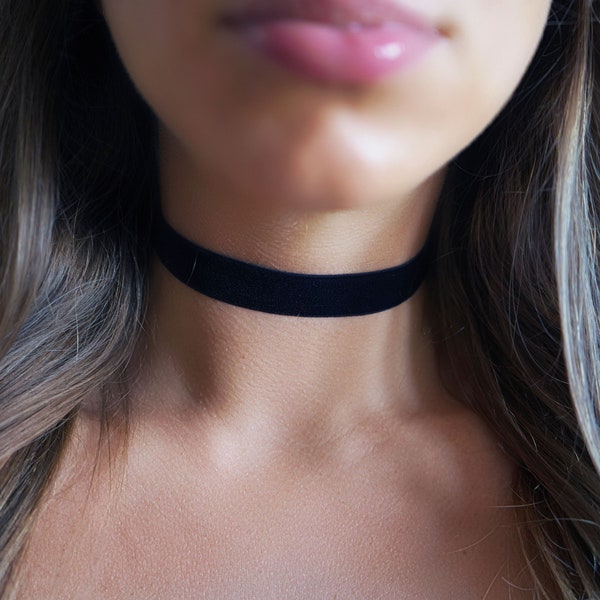 5/8" Black Velvet Choker • Ultra Comfortable Stretch Velvet